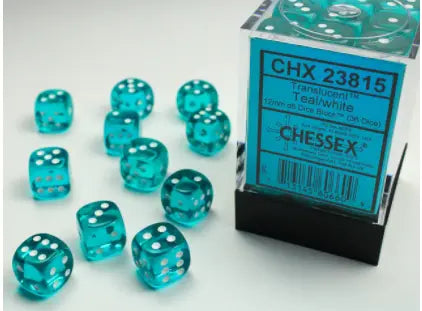 Translucent Teal/white Dice Block (36 Dice)