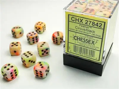 Festive Circus/black Dice Block (36 Dice)