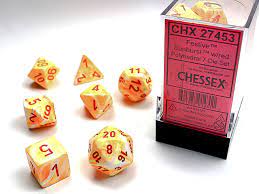 Festive® Polyhedral Sunburst™/red 7-Die Set Chessex