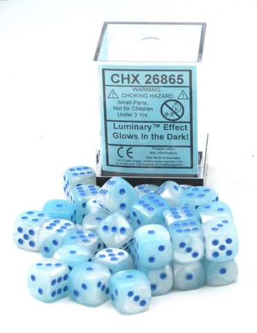 Gemini Pearl Turquoise-White/blue Dice Block (36 Dice)