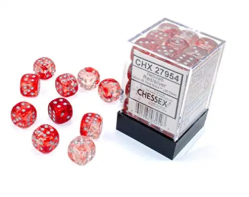 Nebula Red/ silver Dice Block (36 Dice)